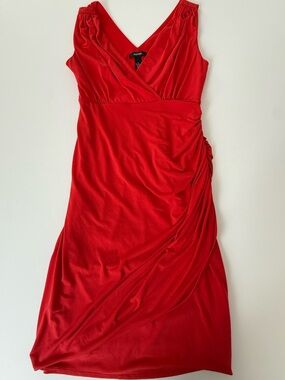 Alfani Red Sleeveless Faux-Wrap Midi Dress size 4